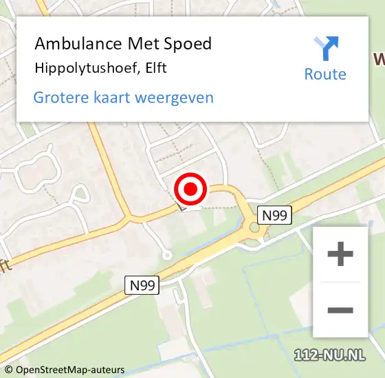 Locatie op kaart van de 112 melding: Ambulance Met Spoed Naar Hippolytushoef, Elft op 31 december 2022 17:04