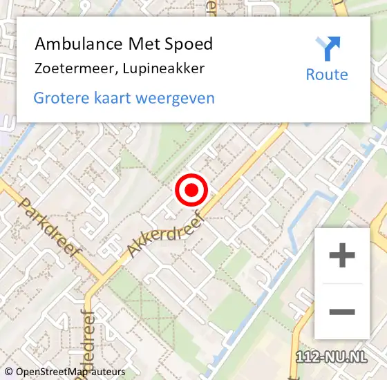 Locatie op kaart van de 112 melding: Ambulance Met Spoed Naar Zoetermeer, Lupineakker op 31 december 2022 17:06