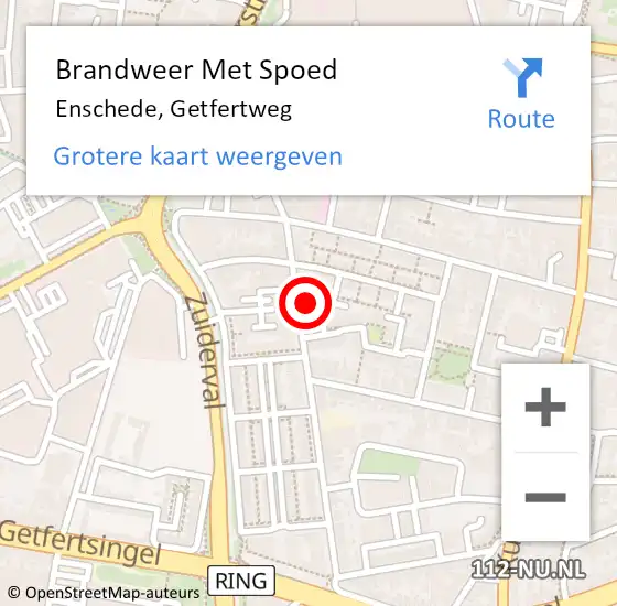 Locatie op kaart van de 112 melding: Brandweer Met Spoed Naar Enschede, Getfertweg op 31 december 2022 17:09