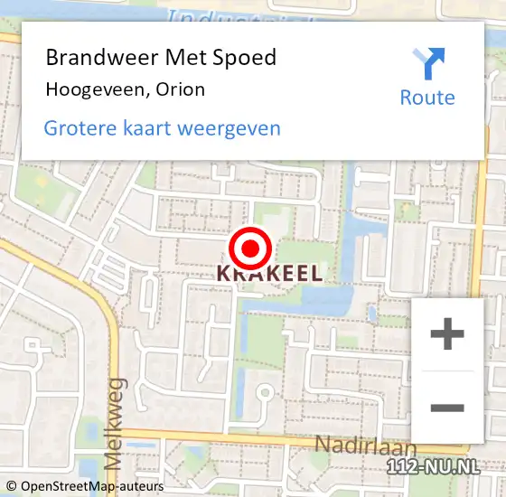 Locatie op kaart van de 112 melding: Brandweer Met Spoed Naar Hoogeveen, Orion op 31 december 2022 17:10