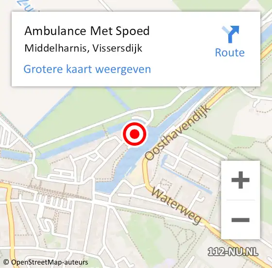 Locatie op kaart van de 112 melding: Ambulance Met Spoed Naar Middelharnis, Vissersdijk op 31 december 2022 17:18