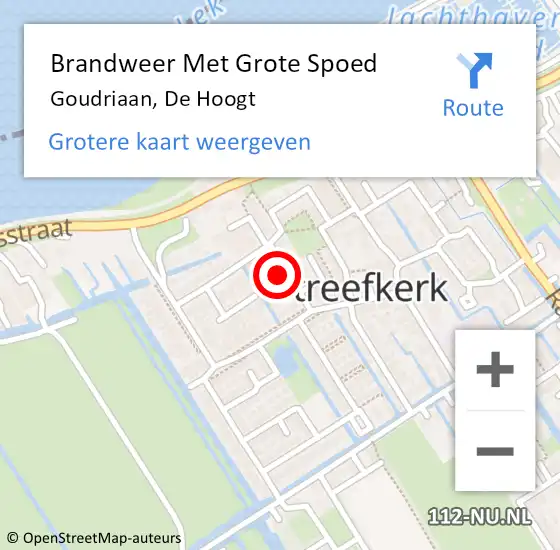 Locatie op kaart van de 112 melding: Brandweer Met Grote Spoed Naar Goudriaan, De Hoogt op 31 december 2022 17:24