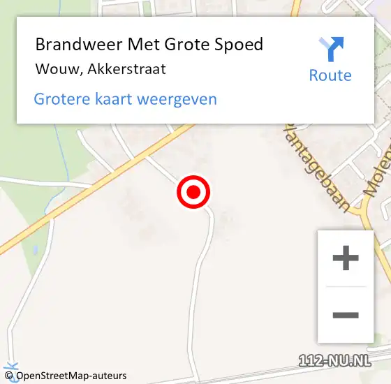 Locatie op kaart van de 112 melding: Brandweer Met Grote Spoed Naar Wouw, Akkerstraat op 31 december 2022 17:25