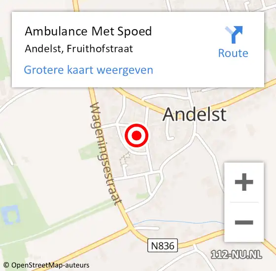 Locatie op kaart van de 112 melding: Ambulance Met Spoed Naar Andelst, Fruithofstraat op 31 december 2022 17:30