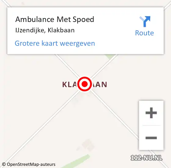 Locatie op kaart van de 112 melding: Ambulance Met Spoed Naar IJzendijke, Klakbaan op 10 augustus 2014 14:59