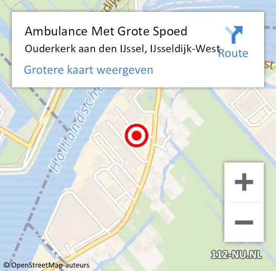 Locatie op kaart van de 112 melding: Ambulance Met Grote Spoed Naar Ouderkerk aan den IJssel, IJsseldijk-West op 31 december 2022 17:51