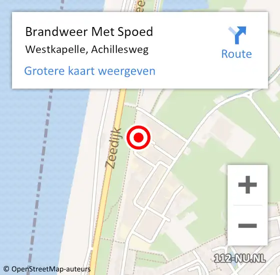 Locatie op kaart van de 112 melding: Brandweer Met Spoed Naar Westkapelle, Achillesweg op 31 december 2022 17:55