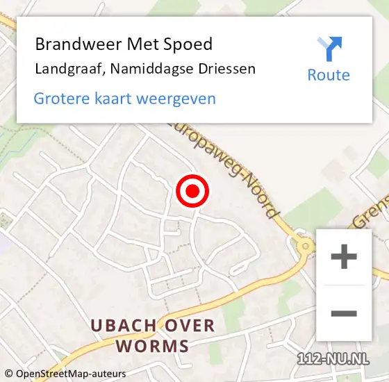 Locatie op kaart van de 112 melding: Brandweer Met Spoed Naar Landgraaf, Namiddagse Driessen op 31 december 2022 17:58