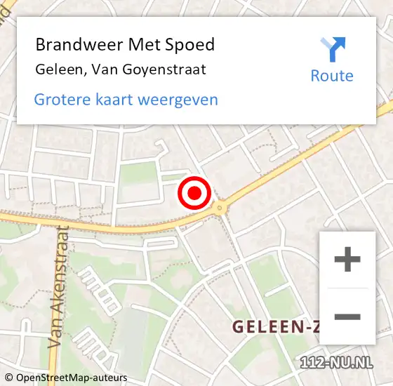 Locatie op kaart van de 112 melding: Brandweer Met Spoed Naar Geleen, Van Goyenstraat op 31 december 2022 18:02
