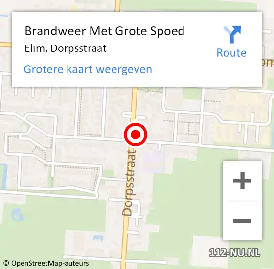 Locatie op kaart van de 112 melding: Brandweer Met Grote Spoed Naar Elim, Dorpsstraat op 31 december 2022 18:10