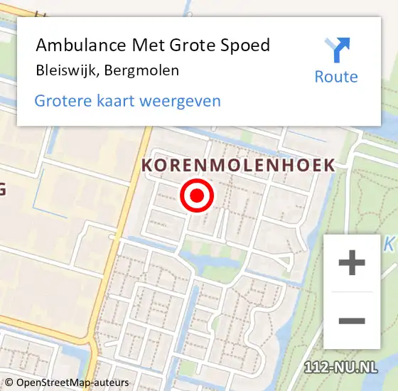 Locatie op kaart van de 112 melding: Ambulance Met Grote Spoed Naar Bleiswijk, Bergmolen op 31 december 2022 18:15