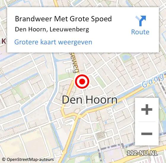Locatie op kaart van de 112 melding: Brandweer Met Grote Spoed Naar Den Hoorn, Leeuwenberg op 31 december 2022 18:17