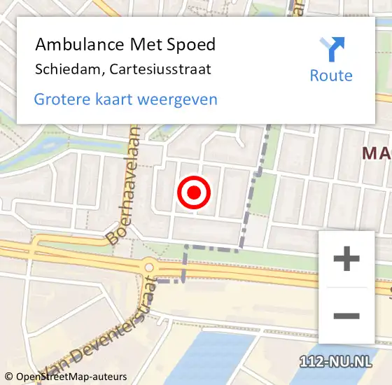 Locatie op kaart van de 112 melding: Ambulance Met Spoed Naar Schiedam, Cartesiusstraat op 31 december 2022 18:21