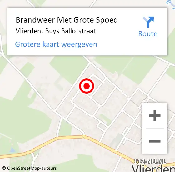 Locatie op kaart van de 112 melding: Brandweer Met Grote Spoed Naar Vlierden, Buys Ballotstraat op 31 december 2022 18:22