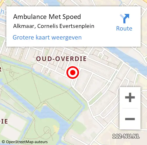 Locatie op kaart van de 112 melding: Ambulance Met Spoed Naar Alkmaar, Cornelis Evertsenplein op 31 december 2022 18:24