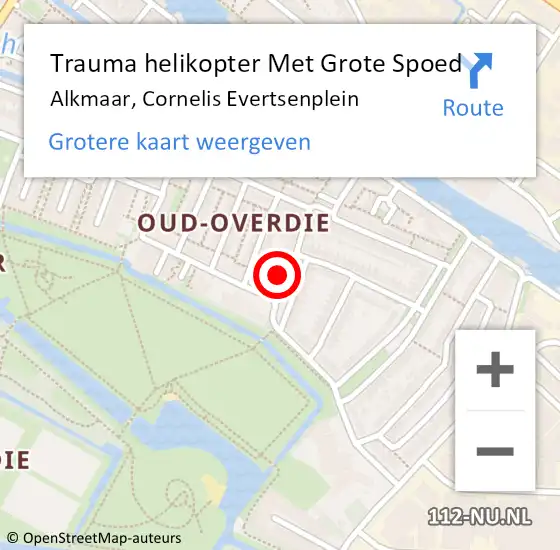 Locatie op kaart van de 112 melding: Trauma helikopter Met Grote Spoed Naar Alkmaar, Cornelis Evertsenplein op 31 december 2022 18:29