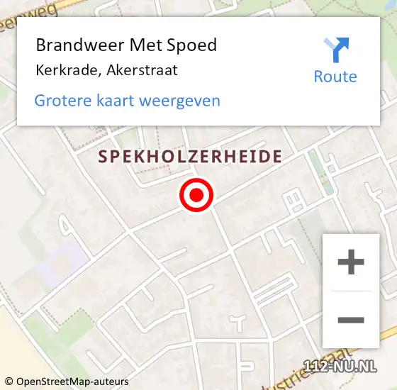 Locatie op kaart van de 112 melding: Brandweer Met Spoed Naar Kerkrade, Akerstraat op 31 december 2022 18:30