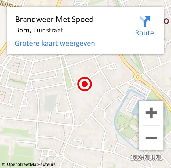 Locatie op kaart van de 112 melding: Brandweer Met Spoed Naar Born, Tuinstraat op 31 december 2022 18:32