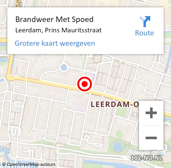 Locatie op kaart van de 112 melding: Brandweer Met Spoed Naar Leerdam, Prins Mauritsstraat op 31 december 2022 18:37