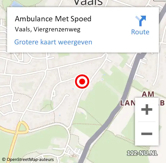 Locatie op kaart van de 112 melding: Ambulance Met Spoed Naar Vaals, Viergrenzenweg op 10 augustus 2014 15:06