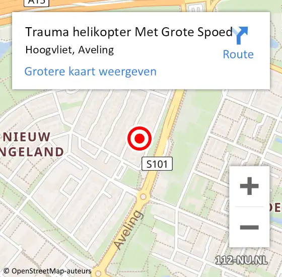 Locatie op kaart van de 112 melding: Trauma helikopter Met Grote Spoed Naar Hoogvliet, Aveling op 31 december 2022 18:42