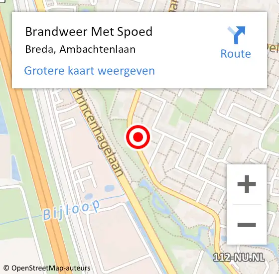 Locatie op kaart van de 112 melding: Brandweer Met Spoed Naar Breda, Ambachtenlaan op 31 december 2022 18:54