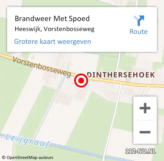 Locatie op kaart van de 112 melding: Brandweer Met Spoed Naar Heeswijk, Vorstenbosseweg op 31 december 2022 18:55