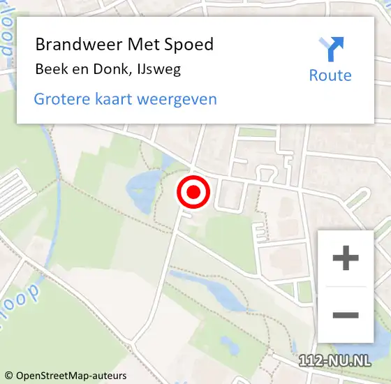 Locatie op kaart van de 112 melding: Brandweer Met Spoed Naar Beek en Donk, IJsweg op 31 december 2022 18:59