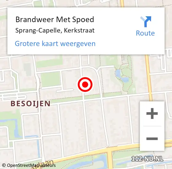 Locatie op kaart van de 112 melding: Brandweer Met Spoed Naar Sprang-Capelle, Kerkstraat op 31 december 2022 19:00