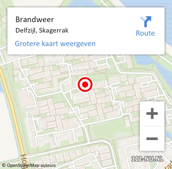 Locatie op kaart van de 112 melding: Brandweer Delfzijl, Skagerrak op 31 december 2022 19:08