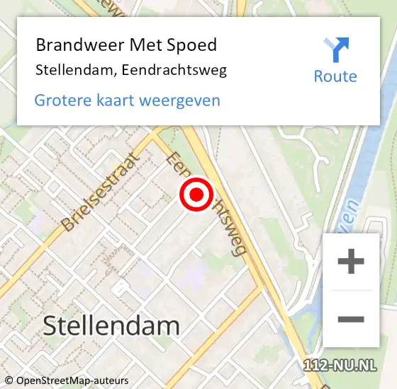 Locatie op kaart van de 112 melding: Brandweer Met Spoed Naar Stellendam, Eendrachtsweg op 31 december 2022 19:12