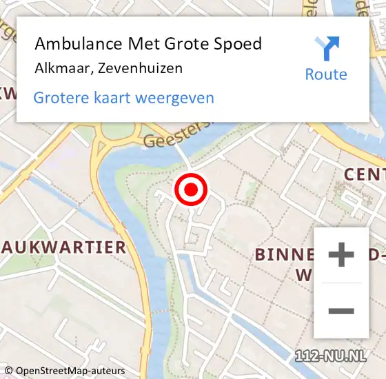 Locatie op kaart van de 112 melding: Ambulance Met Grote Spoed Naar Alkmaar, Zevenhuizen op 31 december 2022 19:12