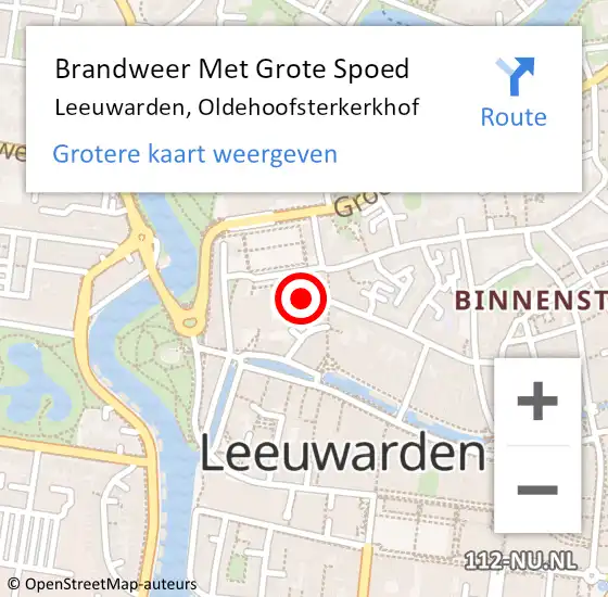 Locatie op kaart van de 112 melding: Brandweer Met Grote Spoed Naar Leeuwarden, Oldehoofsterkerkhof op 31 december 2022 19:13