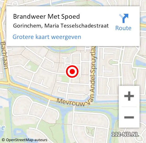 Locatie op kaart van de 112 melding: Brandweer Met Spoed Naar Gorinchem, Maria Tesselschadestraat op 31 december 2022 19:21