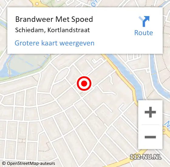 Locatie op kaart van de 112 melding: Brandweer Met Spoed Naar Schiedam, Kortlandstraat op 31 december 2022 19:21