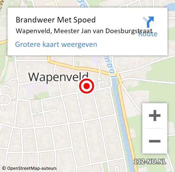 Locatie op kaart van de 112 melding: Brandweer Met Spoed Naar Wapenveld, Meester Jan van Doesburgstraat op 31 december 2022 19:22