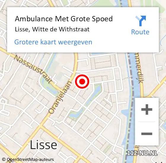 Locatie op kaart van de 112 melding: Ambulance Met Grote Spoed Naar Lisse, Witte de Withstraat op 31 december 2022 19:22