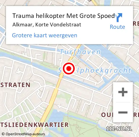 Locatie op kaart van de 112 melding: Trauma helikopter Met Grote Spoed Naar Alkmaar, Korte Vondelstraat op 31 december 2022 19:23