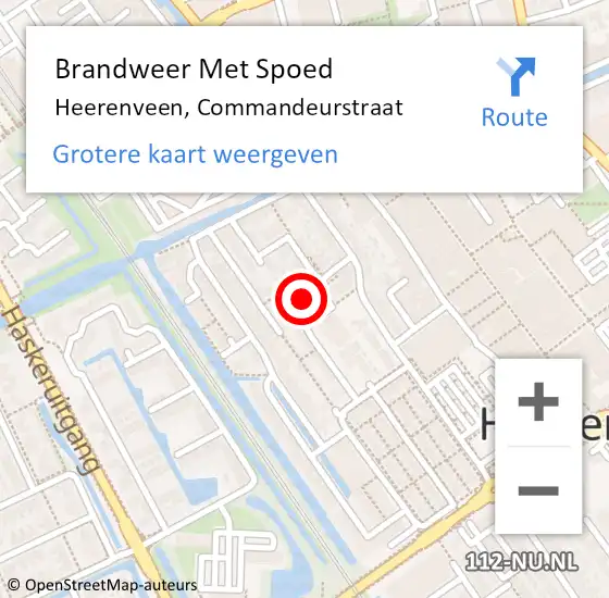 Locatie op kaart van de 112 melding: Brandweer Met Spoed Naar Heerenveen, Commandeurstraat op 31 december 2022 19:24