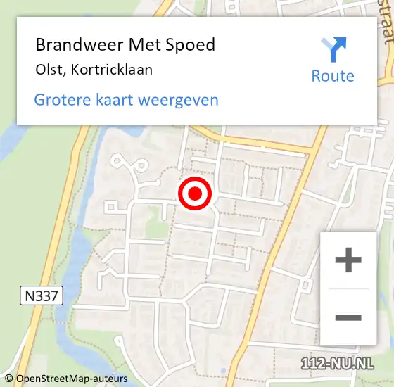 Locatie op kaart van de 112 melding: Brandweer Met Spoed Naar Olst, Kortricklaan op 31 december 2022 19:28