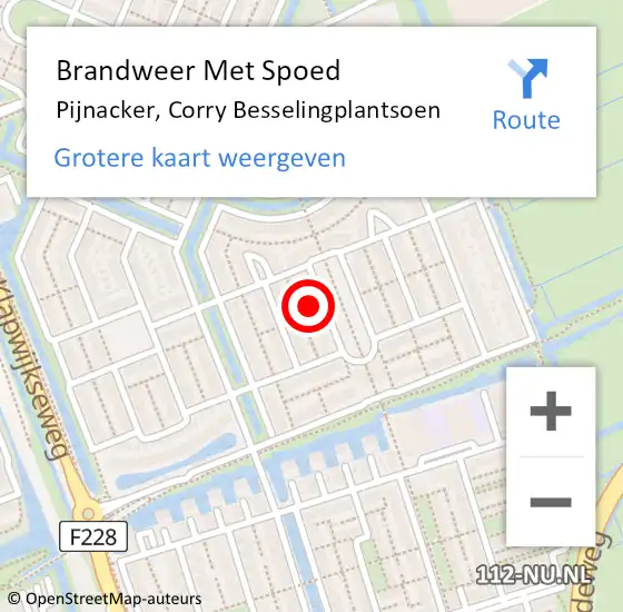 Locatie op kaart van de 112 melding: Brandweer Met Spoed Naar Pijnacker, Corry Besselingplantsoen op 31 december 2022 19:30