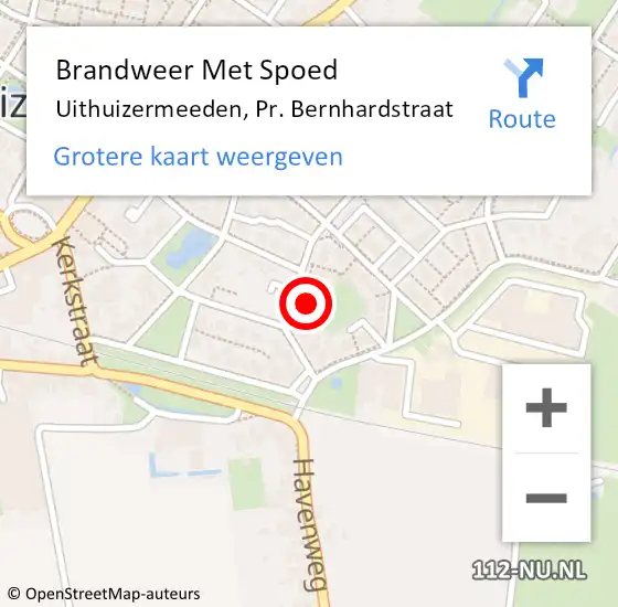 Locatie op kaart van de 112 melding: Brandweer Met Spoed Naar Uithuizermeeden, Pr. Bernhardstraat op 31 december 2022 19:31