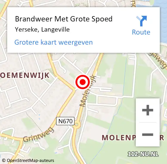 Locatie op kaart van de 112 melding: Brandweer Met Grote Spoed Naar Yerseke, Langeville op 31 december 2022 19:34