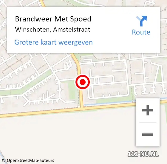 Locatie op kaart van de 112 melding: Brandweer Met Spoed Naar Winschoten, Amstelstraat op 31 december 2022 19:44