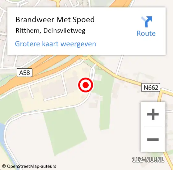 Locatie op kaart van de 112 melding: Brandweer Met Spoed Naar Ritthem, Deinsvlietweg op 31 december 2022 19:45