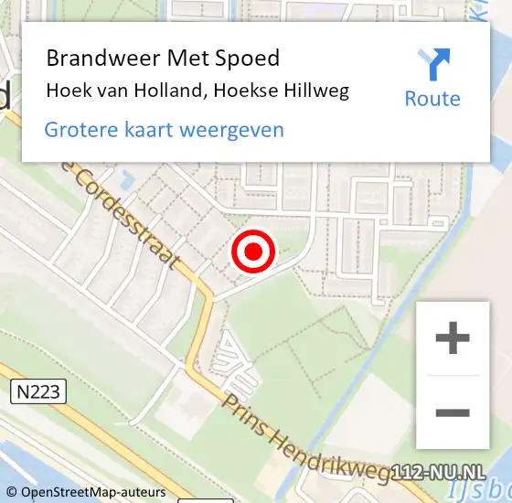 Locatie op kaart van de 112 melding: Brandweer Met Spoed Naar Hoek van Holland, Hoekse Hillweg op 31 december 2022 19:51