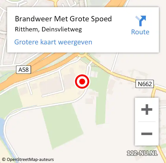 Locatie op kaart van de 112 melding: Brandweer Met Grote Spoed Naar Ritthem, Deinsvlietweg op 31 december 2022 19:51