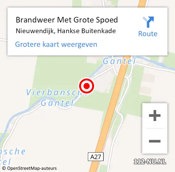 Locatie op kaart van de 112 melding: Brandweer Met Grote Spoed Naar Nieuwendijk, Hankse Buitenkade op 31 december 2022 19:52