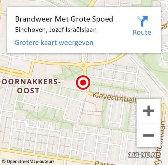 Locatie op kaart van de 112 melding: Brandweer Met Grote Spoed Naar Eindhoven, Jozef Israëlslaan op 31 december 2022 19:58