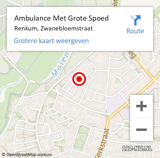 Locatie op kaart van de 112 melding: Ambulance Met Grote Spoed Naar Renkum, Zwanebloemstraat op 31 december 2022 19:58